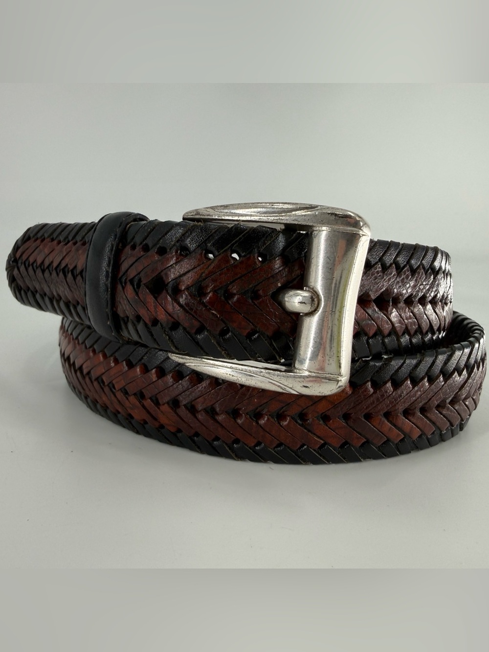 Men’s Braided Leather Belt 2 Tone 34